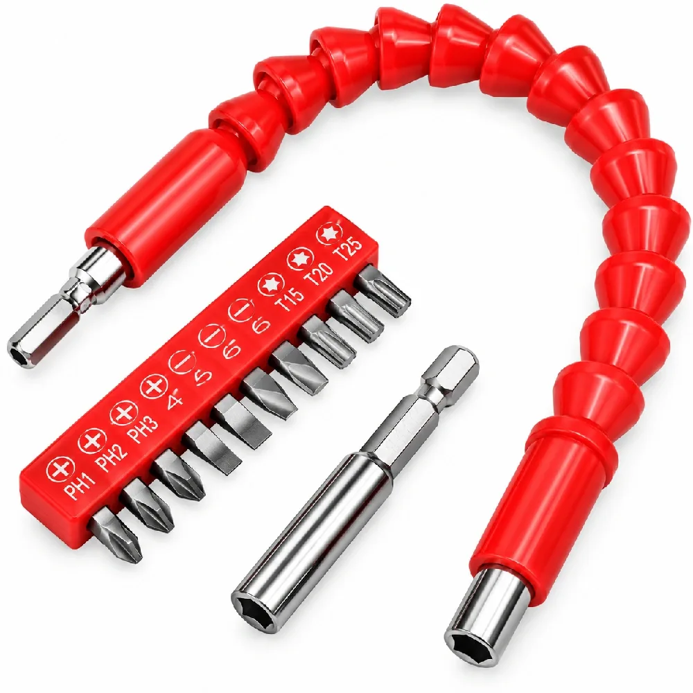 Flexible Drill Bit Extension Set with Screwdriver Bits
