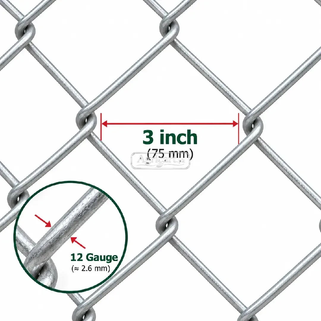 Galvanized Chain Link Fence 3Inch Mesh 12 Gauge