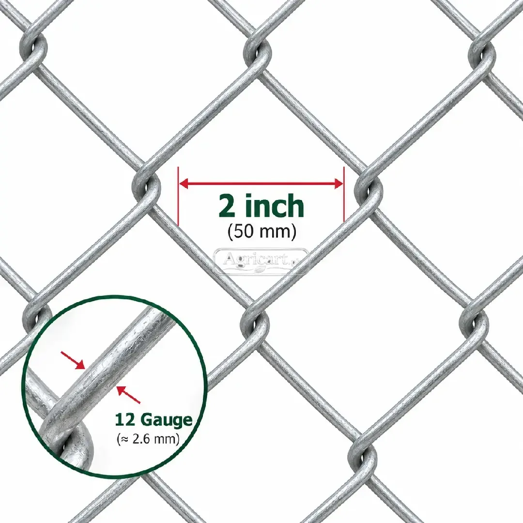 Galvanized Chain Link Fence 2 Inch Mesh 12 Gauge