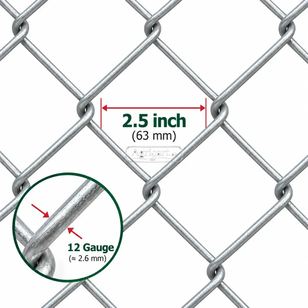 Galvanized Chain Link Fence 2.5Inch Mesh 12 Gauge