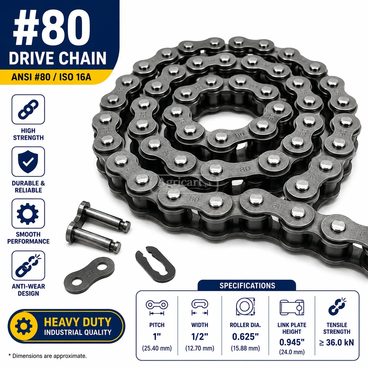 Single Strand Drive Chain #80 (16A)