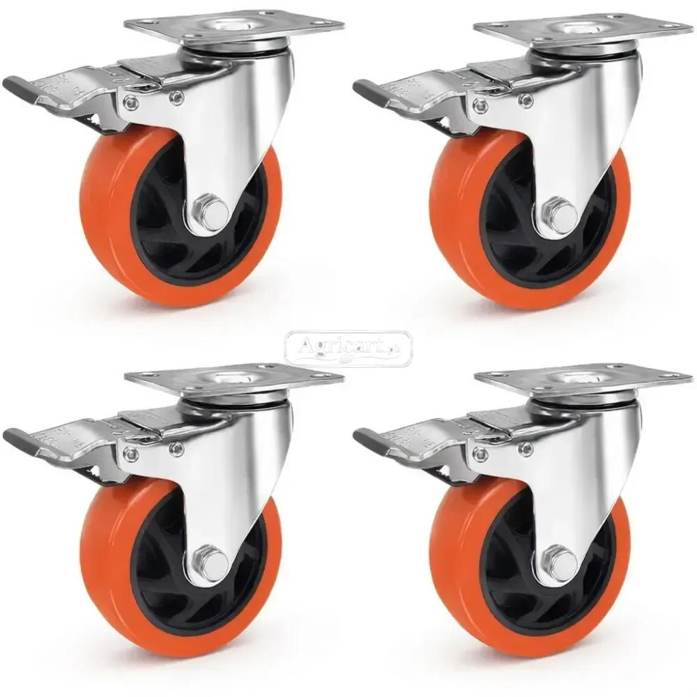 China Polyurethane Caster Wheels Set 4 Inch